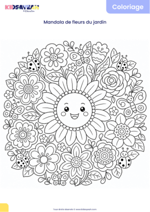 Mandala fleurs du jardin à colorier pour enfants