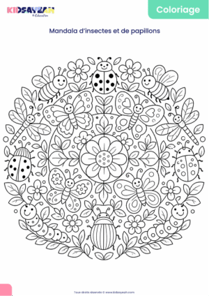 Mandala insectes et papillons à colorier pour enfants