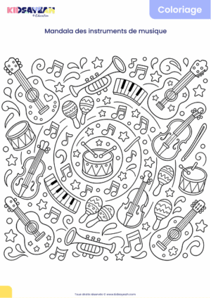 Mandala instruments de musique à colorier