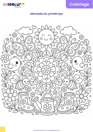 Mandala printemps à colorier pour enfants
