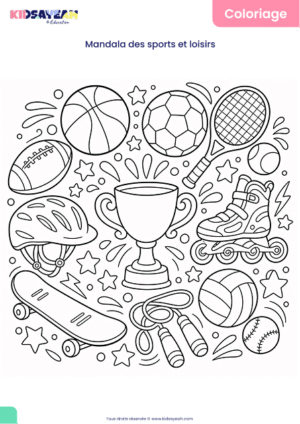 Mandala sports et loisirs à colorier pour enfants