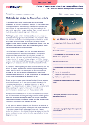 Matariki en Nouvelle-Zélande texte documentaire CM1