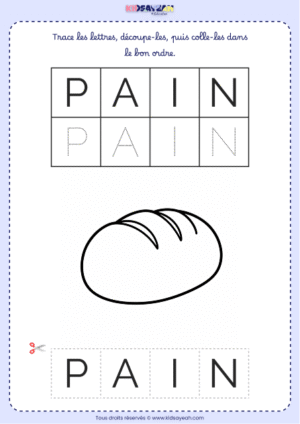Mot PAIN à imprimer – Fiche PS