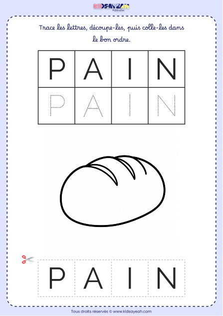 Mot PAIN à imprimer – Fiche PS