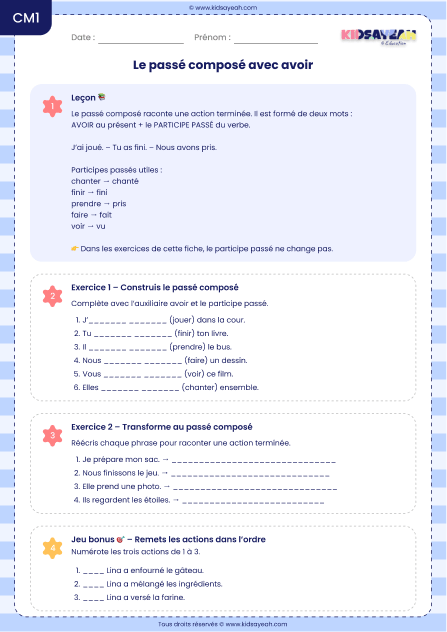 Exercices de conjugaison CM1