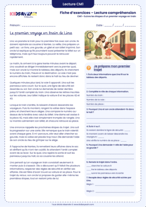 premier voyage en train récit de compréhension CM1