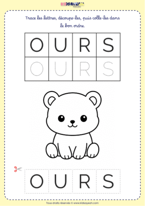 Recomposer le mot OURS – Activité PS