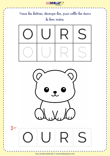Recomposer le mot OURS – Activité PS