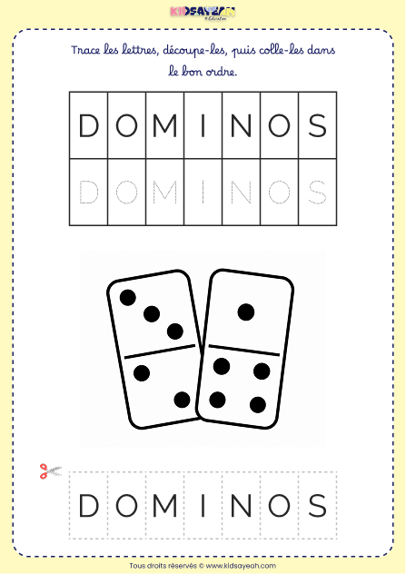 Remettre les lettres de DOMINOS dans l’ordre – GS