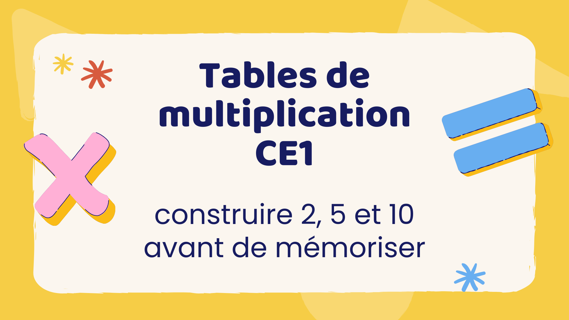 Tables de multiplication CE1 – construire 2, 5 et 10 avant de mémoriser Tables de multiplication CE1 - construire 2, 5 et 10 avant de mémoriser
