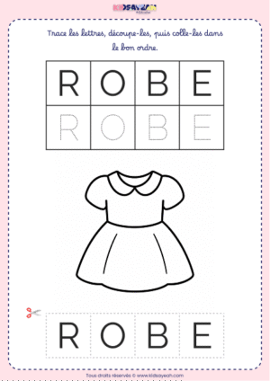 Tracer le mot ROBE – Maternelle PS