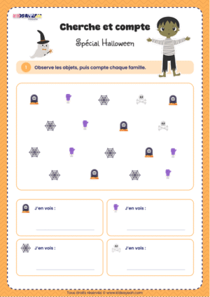 Cherche et compte Halloween à imprimer