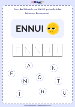 Composer le mot ENNUI moyenne section