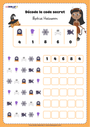 Déchiffrer un code secret Halloween à imprimer