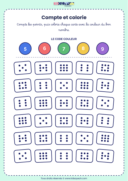 exercice nombres 5 à 9 maternelle à imprimer