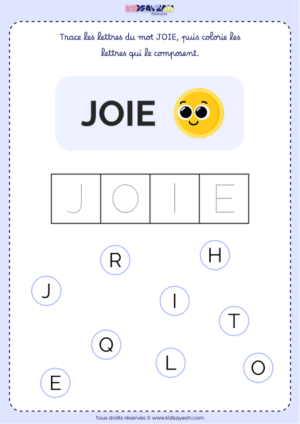 Fiche écriture JOIE moyenne section