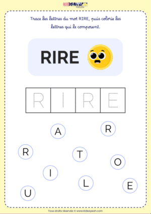 Fiche lettres mot RIRE moyenne section