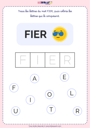 Fiche mot FIER à imprimer MS