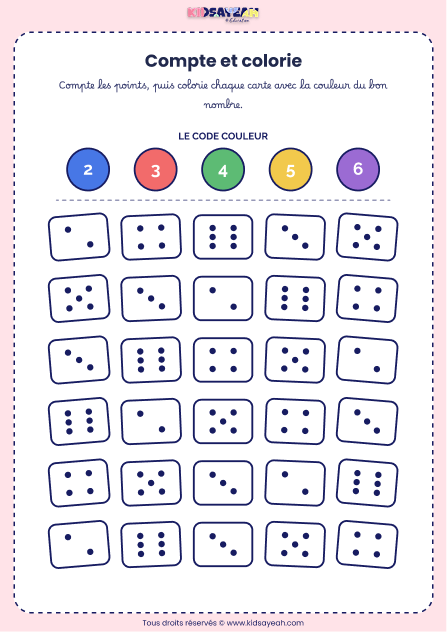 jeu chiffres et couleurs 2 à 6 maternelle