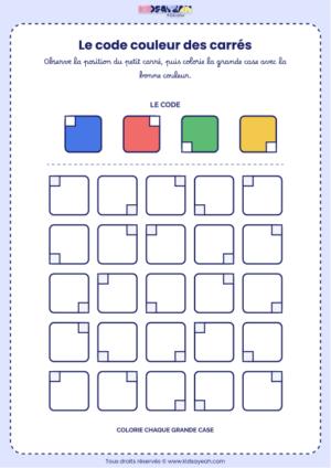 jeu code couleur carrés maternelle à imprimer