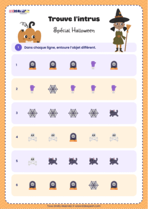 Jeu de l'intrus Halloween à imprimer