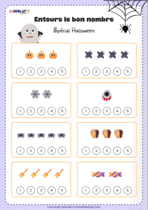 Jeu des nombres Halloween à imprimer