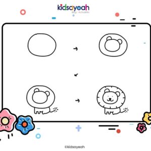 dessin pas à pas lion pour enfant