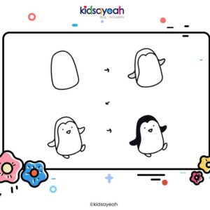 dessin pas à pas pingouin pour enfant