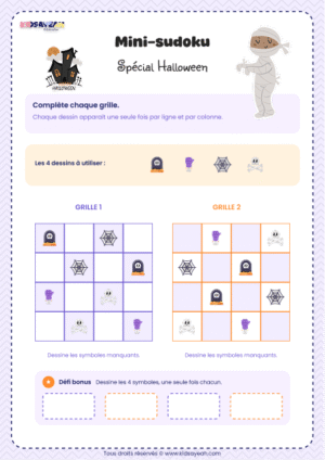 Sudoku Halloween à imprimer pour enfants