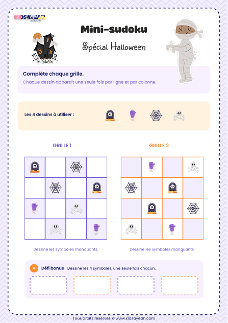 Sudoku Halloween à imprimer pour enfants