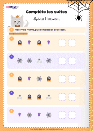Suites logiques Halloween à imprimer
