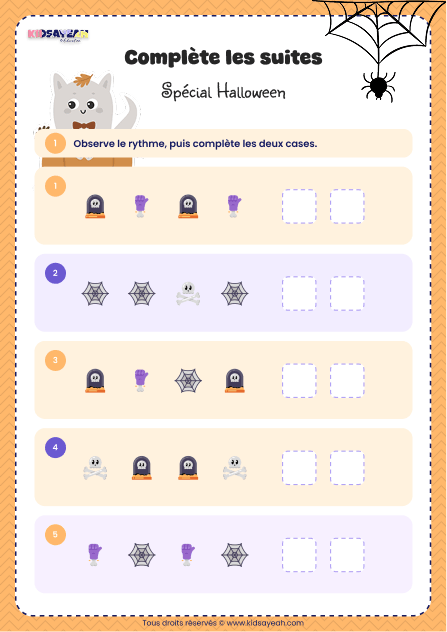 Suites logiques Halloween à imprimer