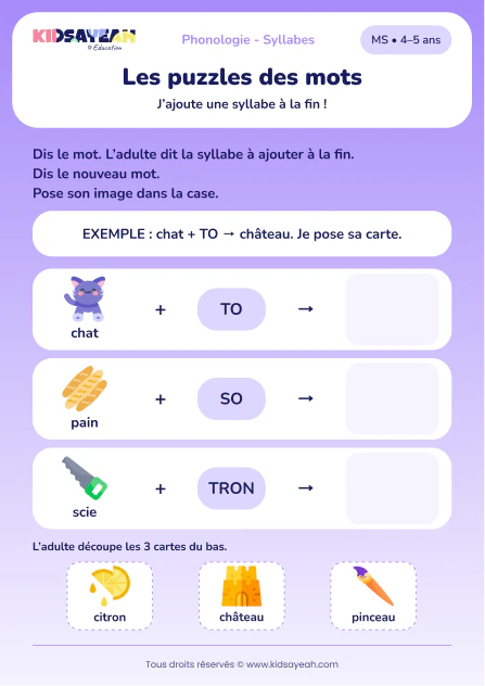 Ajouter TO, SO et TRON pour former de nouveaux mots en MS — aperçu de la fiche à imprimer