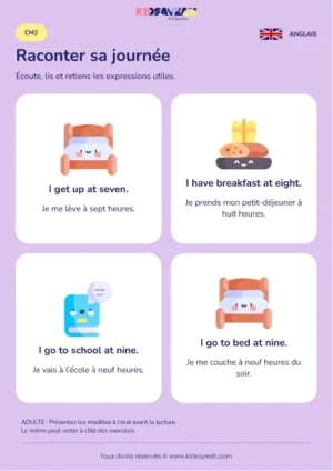 Apprendre à raconter ses routines en anglais au CM2 — leçon illustrée