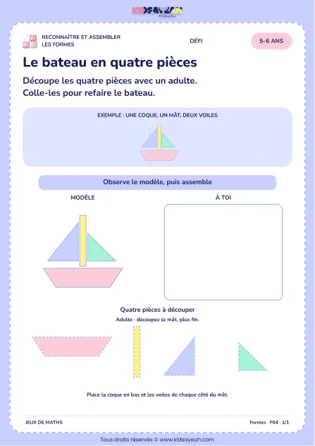 Le bateau en quatre pièces – assembler quatre formes pour refaire un bateau
