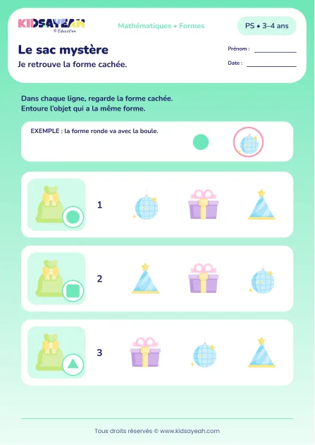 Le sac mystère – associer un objet à sa forme en PS