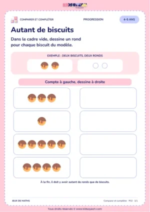 Autant de biscuits – faire autant de ronds que de biscuits 4–5 ans