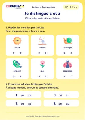 choisir s ou z dans les mots du printemps au CP — fiche CP à imprimer