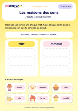 classer les mots selon leur son initial en GS — Classer les mots selon leur son initial en GS : F et M