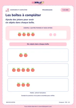 Les boîtes à compléter – compléter une collection jusqu’à 6
