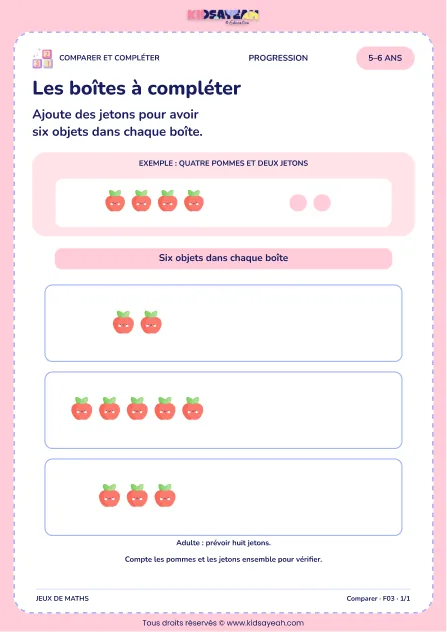 Les boîtes à compléter – compléter une collection jusqu’à 6