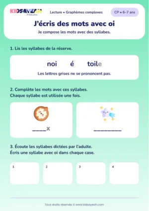 Composer noix et étoile avec noi, é et toile au CP — aperçu de la fiche à imprimer