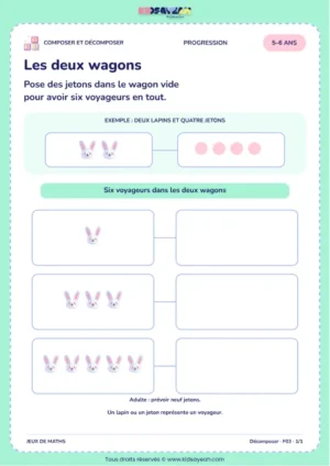 Les deux wagons – composer le nombre 6 avec deux collections