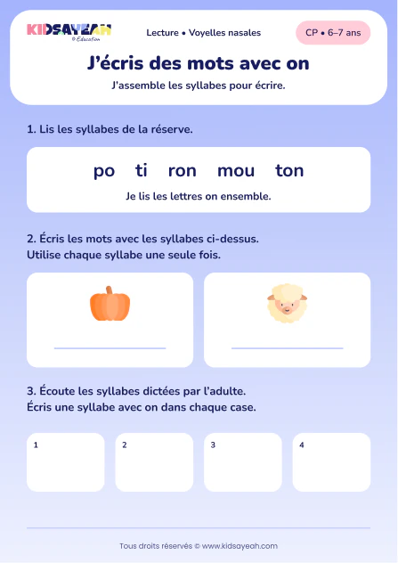 Composer potiron et mouton avec des syllabes au CP — aperçu de la fiche à imprimer