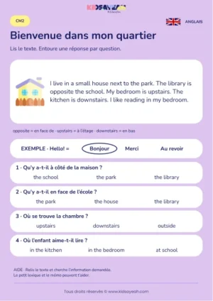 Comprendre un quartier et les étages d’une maison au CM2 — fiche enfant