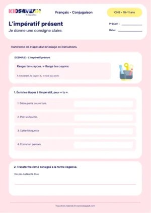 conjuguer à l’impératif présent au CM2 - fiche élève