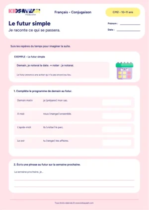 conjuguer au futur simple au CM2 - fiche élève