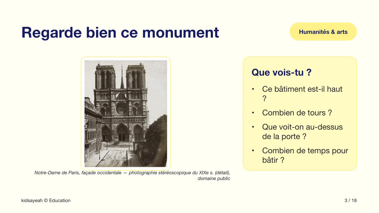 observation de Notre-Dame de Paris en histoire CM1