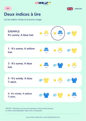 Croiser des indices écrits de météo et vêtement au CE2 — fiche enfant