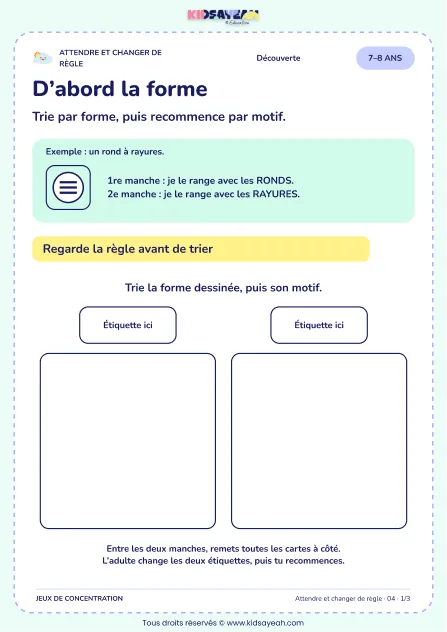 D’abord la forme – jeu de règles et d’attention à imprimer pour les enfants de 7–8 ans
